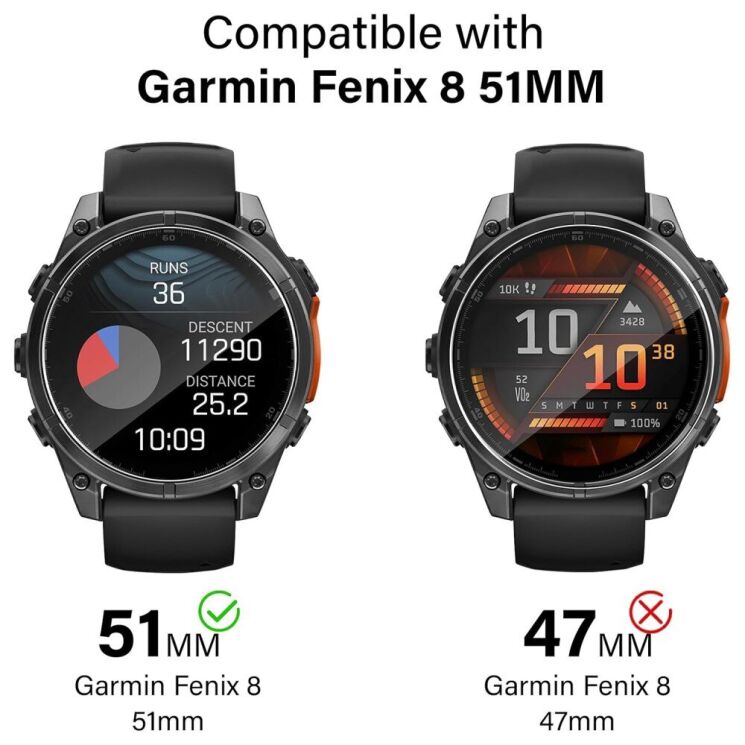 Комплект захисних стекол (3шт) Deexe HD Clear Glass для Garmin Fenix 8 (51mm): фото 4 з 4