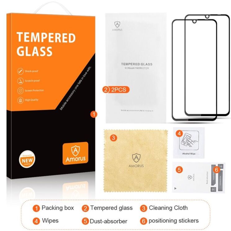 Комплект защитных стекол AMORUS Full Glue для Realme C61 / C63 / Note 60x - Black: фото 8 из 9