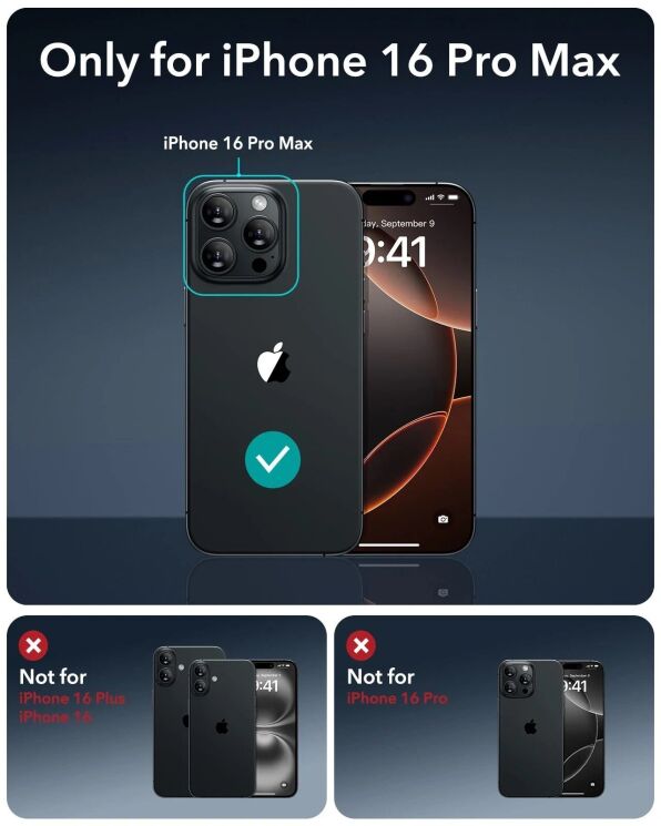 Комплект защитных стекол ESR Screen Protector Set для Apple iPhone 16 Pro Max: фото 3 из 9