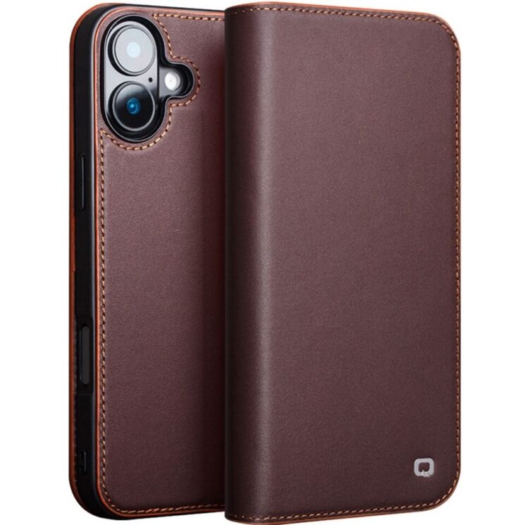 Кожаный чехол QIALINO Wallet Case для Apple iPhone 16 - Brown: фото 1 из 11