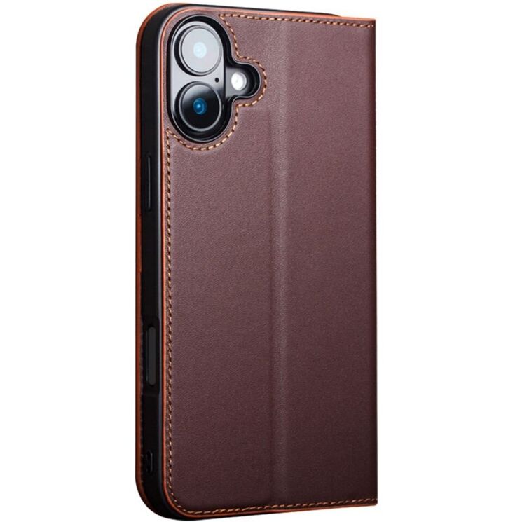 Кожаный чехол QIALINO Wallet Case для Apple iPhone 16 - Brown: фото 4 из 11