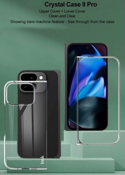 Пластиковый чехол IMAK Crystal II Pro (FF) для Google Pixel 9 Pro Fold - Transparent: фото 6 из 11