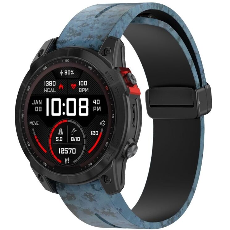 Ремешок Deexe Camo Silicone для часов с шириной крепления 22мм - Dark Blue: фото 6 из 10