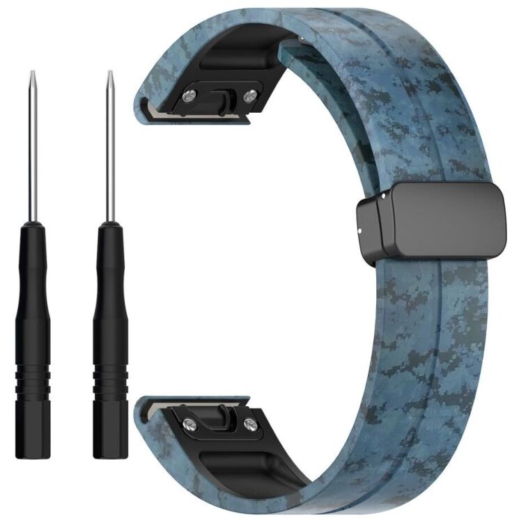 Ремешок Deexe Camo Silicone для часов с шириной крепления 22мм - Dark Blue: фото 1 из 10