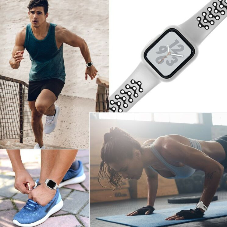 Ремінець Deexe Dot Color для Apple Watch 46 / 45 / 44 / SE 44 / 42 (Series 1-3) / Ultra / Ultra 2 / Ultra 3 - White / Black: фото 6 з 6