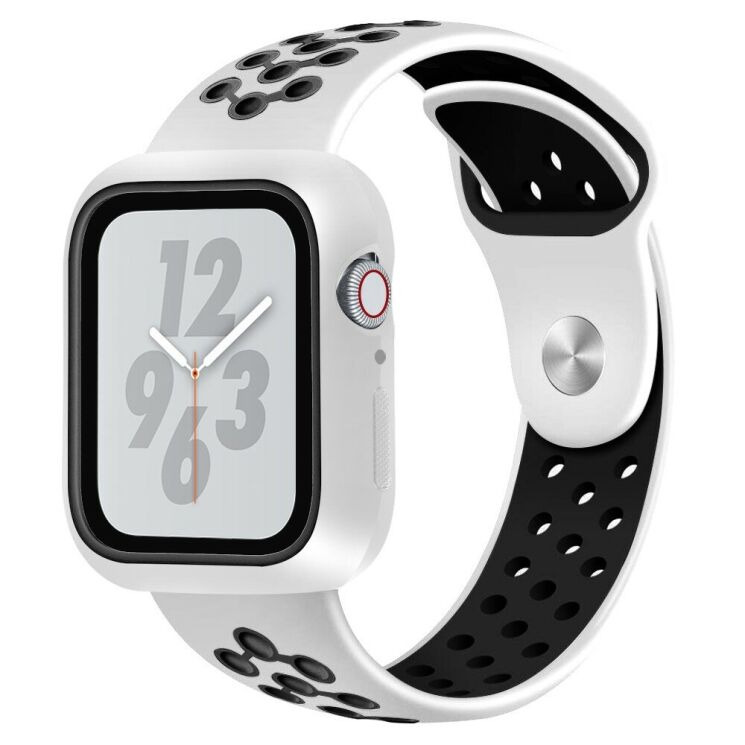 Ремінець Deexe Dot Color для Apple Watch 46 / 45 / 44 / SE 44 / 42 (Series 1-3) / Ultra / Ultra 2 / Ultra 3 - White / Black: фото 1 з 6