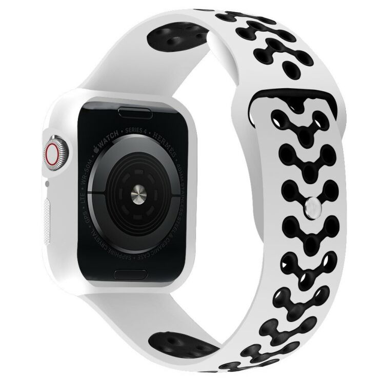 Ремінець Deexe Dot Color для Apple Watch 46 / 45 / 44 / SE 44 / 42 (Series 1-3) / Ultra / Ultra 2 / Ultra 3 - White / Black: фото 2 з 6