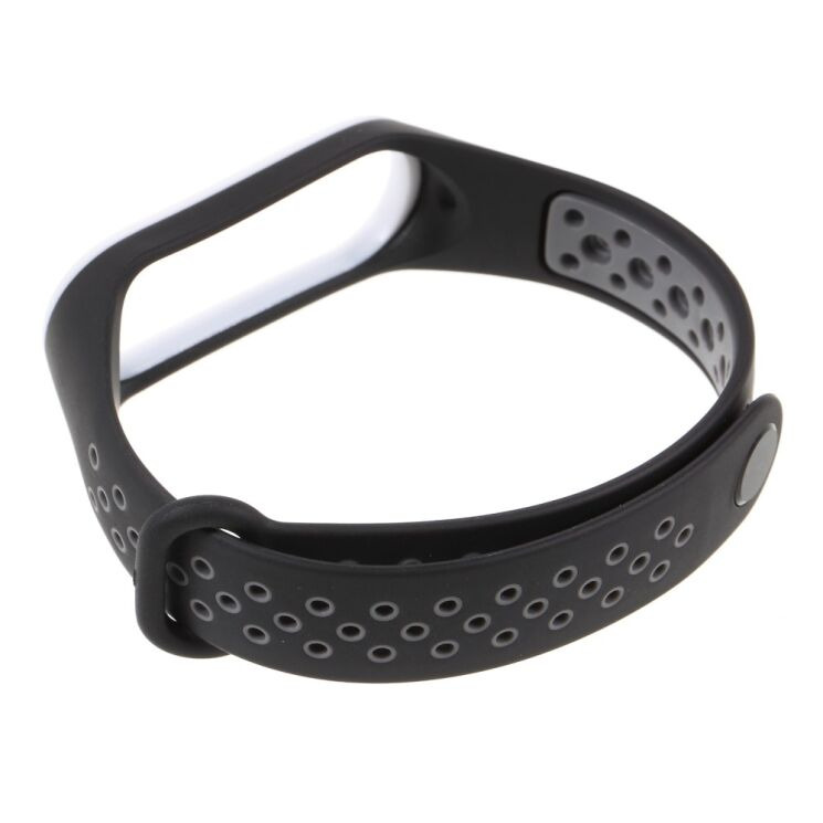 Ремінець Deexe Dual Color для Xiaomi Mi Band 3 - Black / White: фото 4 з 4