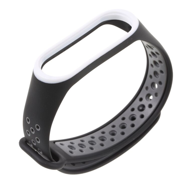 Ремінець Deexe Dual Color для Xiaomi Mi Band 3 - Black / White: фото 1 з 4