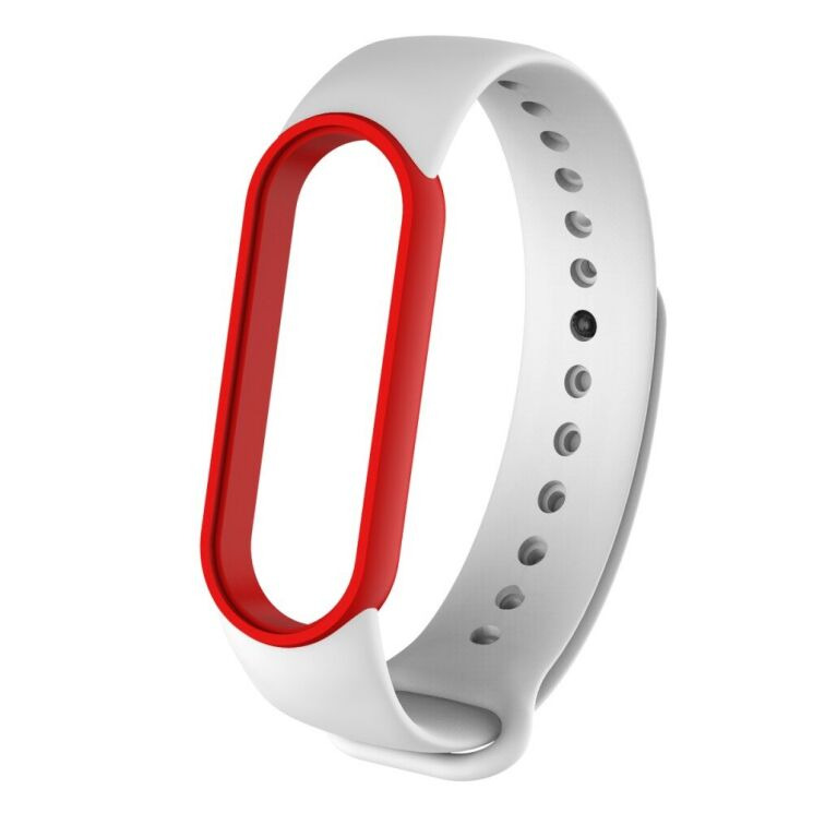 Ремешок Deexe Dual Color для Xiaomi Mi Band 5 / Mi Band 6 - Red / White: фото 1 из 1