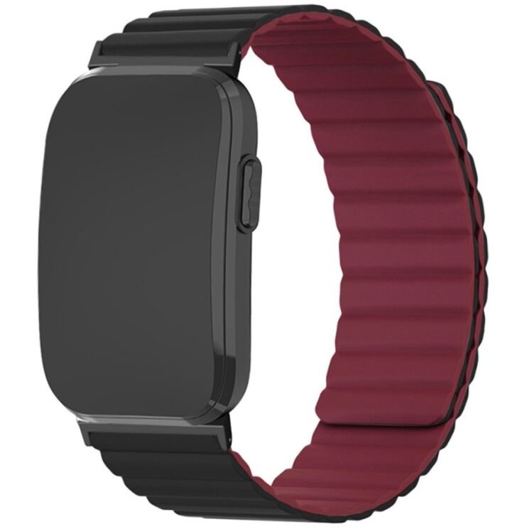 Ремінець Deexe Magnetic Band для Garmin CIRQA - Black / Wine Red: фото 2 з 3