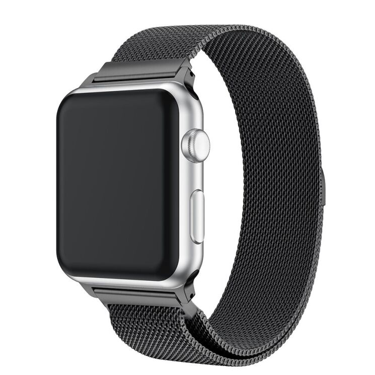 Ремінець Deexe Milanese Stainless Steel для Apple Watch 42 (Series 10) / 41 / 40 / SE 40 / 38 - Black: фото 1 з 4