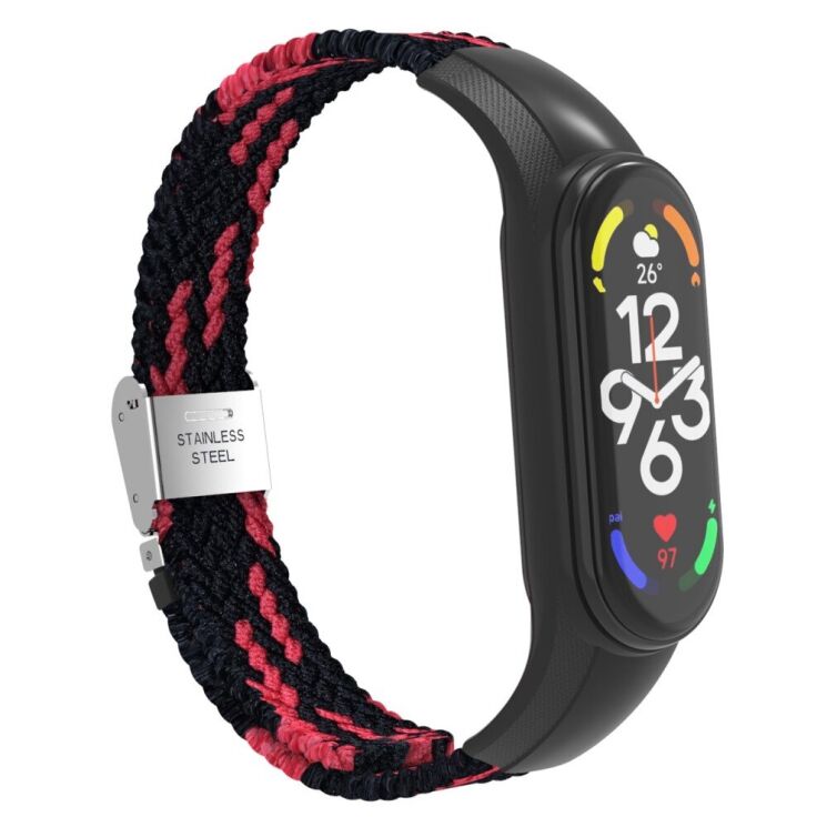 Ремешок Deexe Nylon Strap для Xiaomi Mi Band 7 - Black / Red: фото 3 из 5