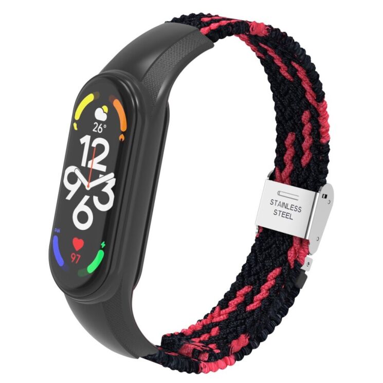 Ремешок Deexe Nylon Strap для Xiaomi Mi Band 7 - Black / Red: фото 5 из 5