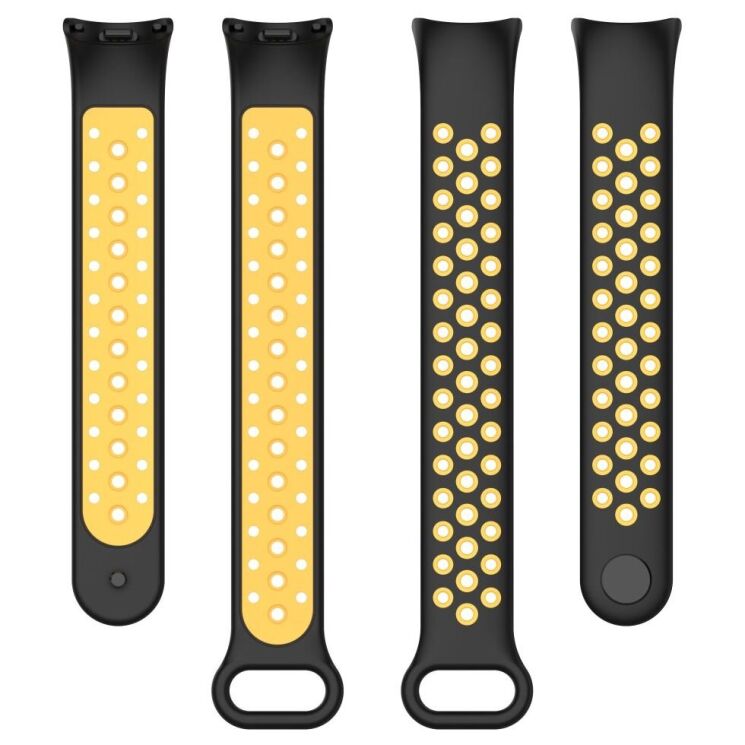 Ремешок Deexe Dual Color для Xiaomi Mi Smart Band 8 / 9 - Black / Yellow: фото 5 из 7