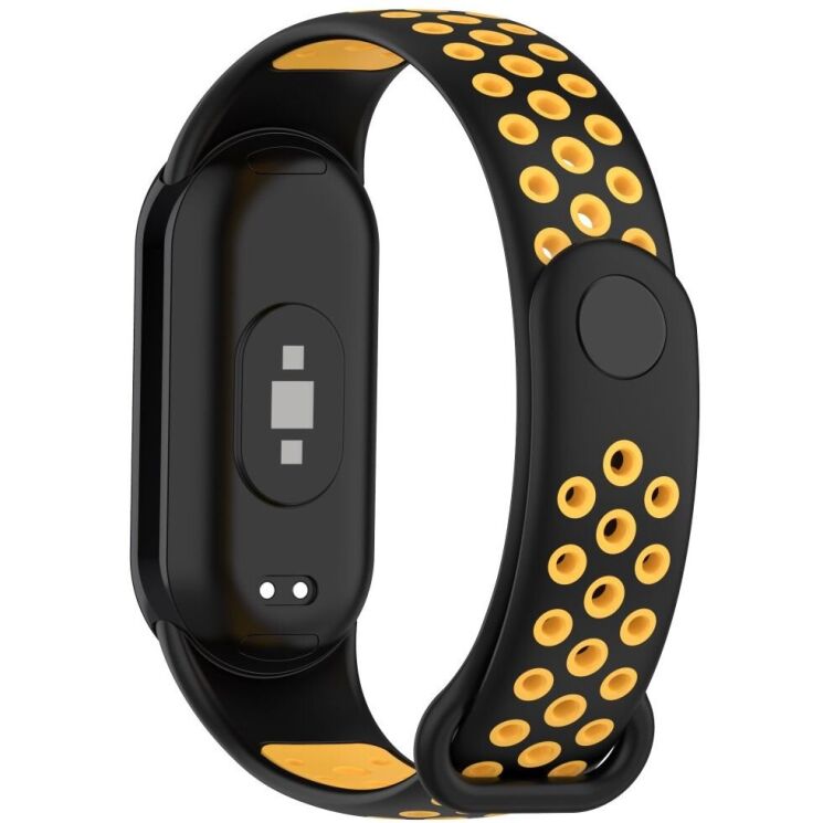Ремешок Deexe Dual Color для Xiaomi Mi Smart Band 8 / 9 - Black / Yellow: фото 1 из 7
