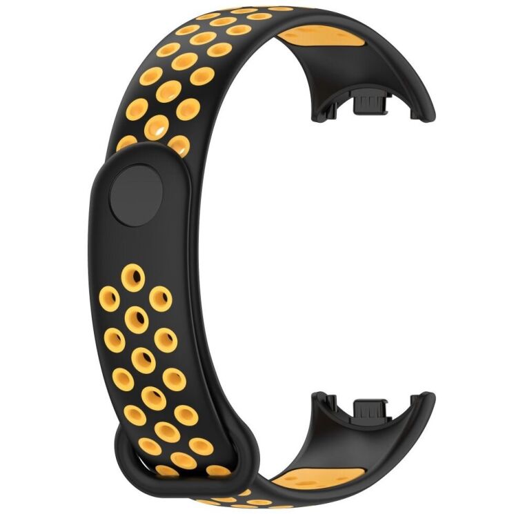 Ремешок Deexe Dual Color для Xiaomi Mi Smart Band 8 / 9 - Black / Yellow: фото 4 из 7