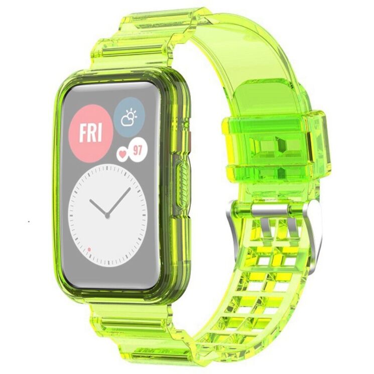 Ремешок Deexe Solid Color для Huawei Watch Fit 2 - Transparent Yellow: фото 1 из 7