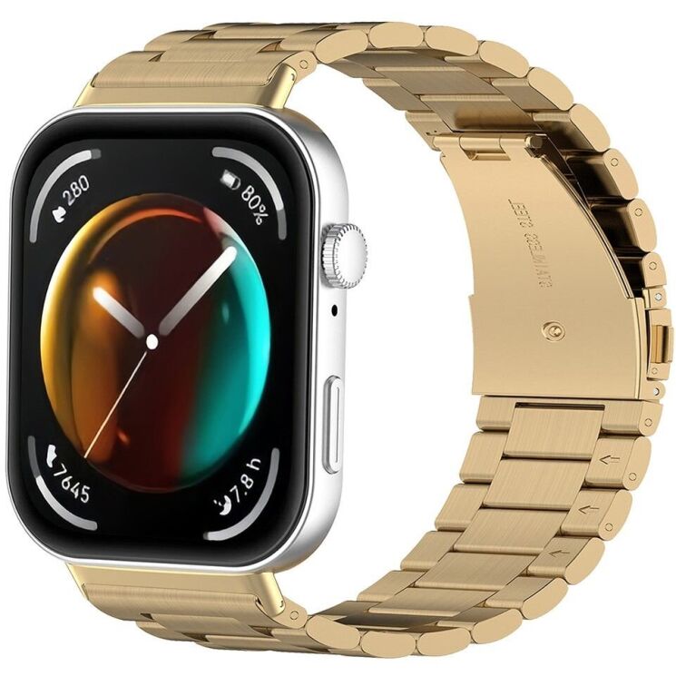 Ремінець Deexe Stainless Steel для Huawei Watch Fit 3 - Gold: фото 4 з 6