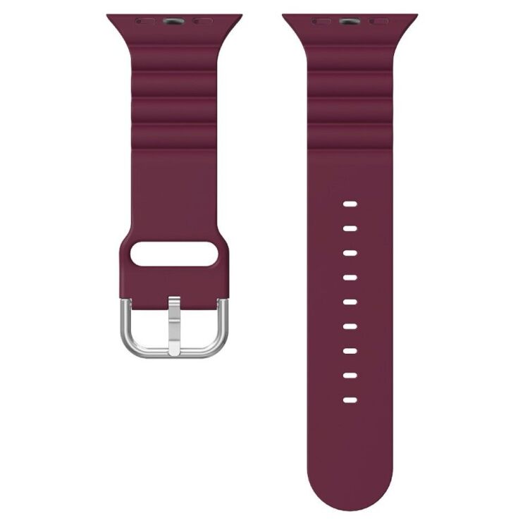 Ремешок Deexe Stripes Series для Apple Watch 42 (Series 10) / 41 / 40 / SE 40 / 38 - Wine Red: фото 3 из 7
