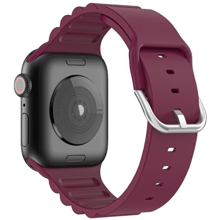 Ремешок Deexe Stripes Series для Apple Watch 42 (Series 10) / 41 / 40 / SE 40 / 38 - Wine Red: фото 1 из 7