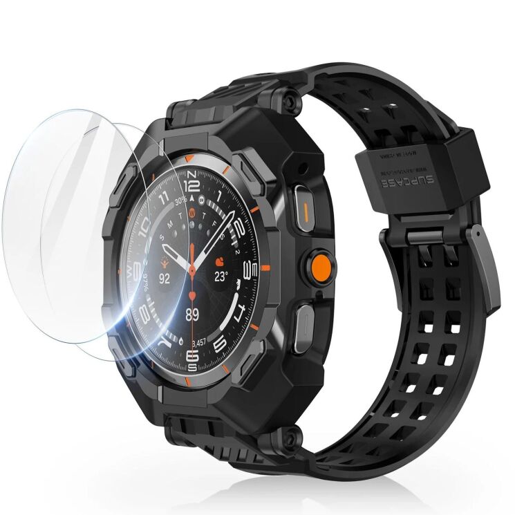Ремешок Supcase Unicorn Beetle PRO (FW) with Tempered Glass для Samsung Galaxy Watch Ultra (47mm) - Black: фото 2 из 9