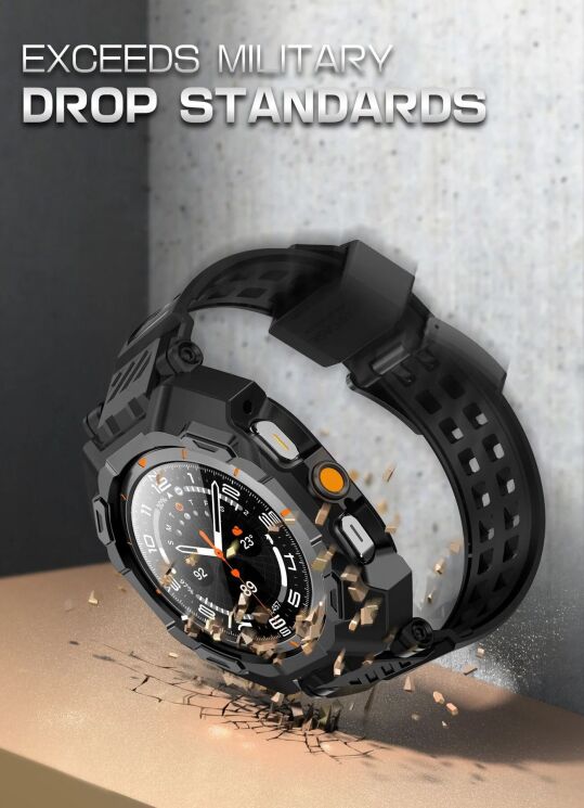 Ремешок Supcase Unicorn Beetle PRO (FW) with Tempered Glass для Samsung Galaxy Watch Ultra (47mm) - Black: фото 8 из 9