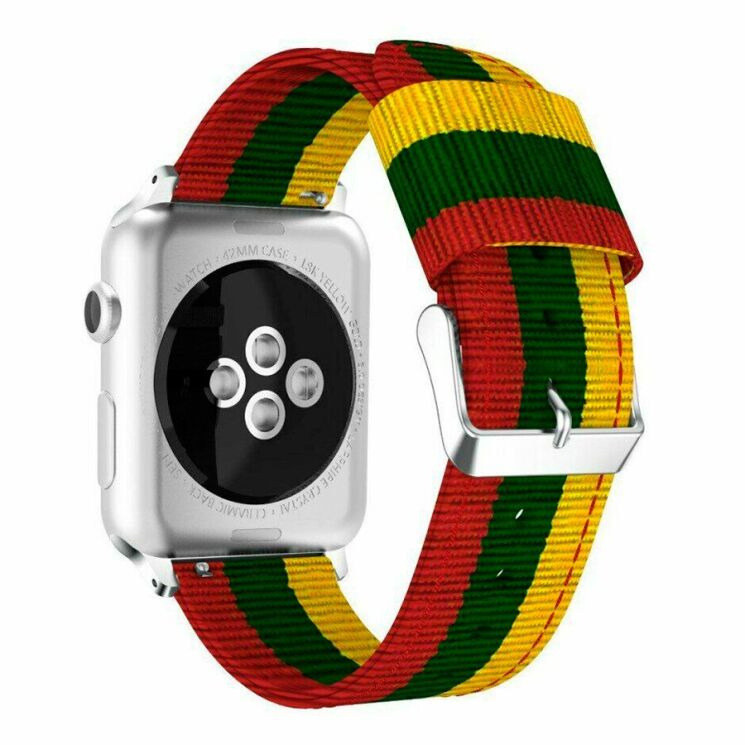 Ремінець UniCase Nylon для Apple Watch 46 / 45 / 44 / SE 44 / 42 (Series 1-3) / Ultra / Ultra 2 / Ultra 3 - Yellow / Green / Red: фото 1 з 4