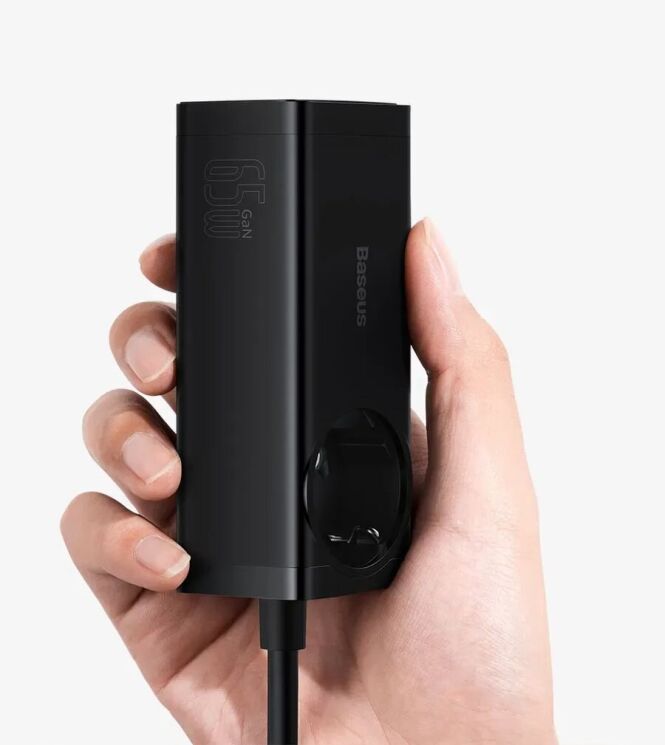 Сетевое зарядное устройство Baseus GaN3 Pro Desktop Fast Charger AC+2U+2C (65W) + кабель Type-C to Type-C (100W, 1m) PSZM000901 - Black: фото 13 из 31