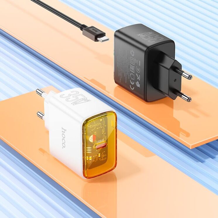 Сетевое зарядное устройство Hoco CS41A 35W + кабель Type-C to Lightning - White: фото 11 из 11