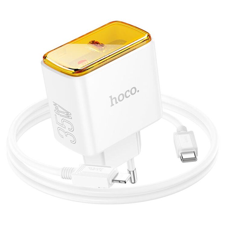 Сетевое зарядное устройство Hoco CS41A 35W + кабель Type-C to Lightning - White: фото 3 из 11