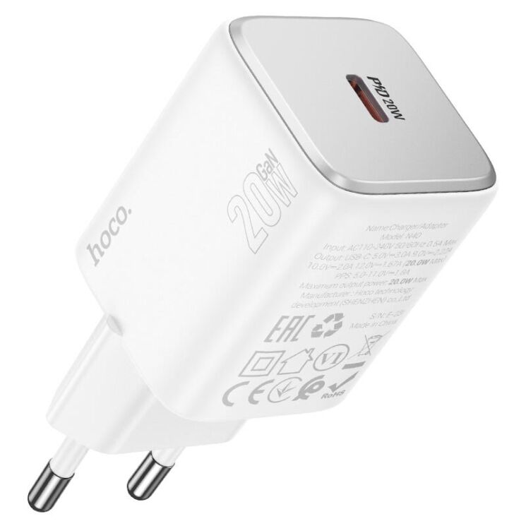 Сетевое зарядное устройство Hoco N40 Mighty 1C PD20W - White: фото 2 из 6