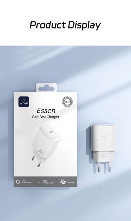 Сетевое зарядное устройство WIWU G008 Essen PD30W GaN (Type-C) - White (995671W) Сетевое зарядное устройство WIWU G008 Essen PD30W GaN (Type-C) - White: фото 12 из 12