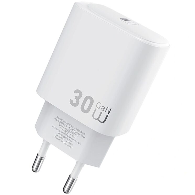 Сетевое зарядное устройство WIWU G008 Essen PD30W GaN (Type-C) - White (995671W) Сетевое зарядное устройство WIWU G008 Essen PD30W GaN (Type-C) - White: фото 3 из 12