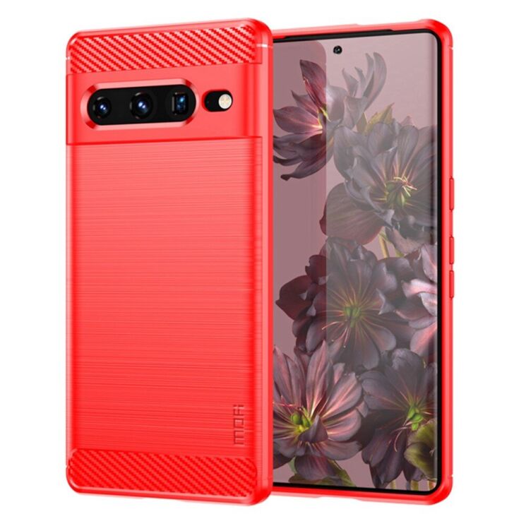 Силиконовый (TPU) чехол MOFI Carbon Fiber для Google Pixel 7 Pro - Red: фото 1 из 8
