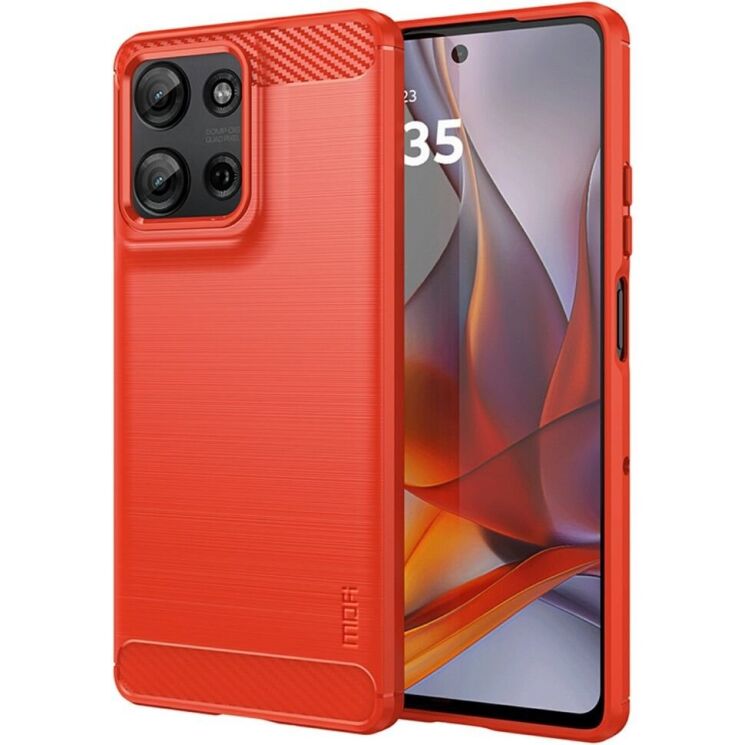 Силиконовый (TPU) чехол MOFI Carbon Fiber для Motorola Moto G75 - Red: фото 1 из 11