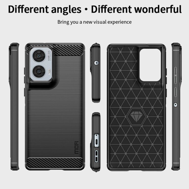 Силиконовый (TPU) чехол MOFI Carbon Fiber для Motorola Moto G85 - Black: фото 8 из 9