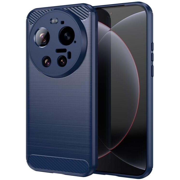 Силиконовый (TPU) чехол UniCase Carbon для Xiaomi 17 Ultra - Blue: фото 1 из 8