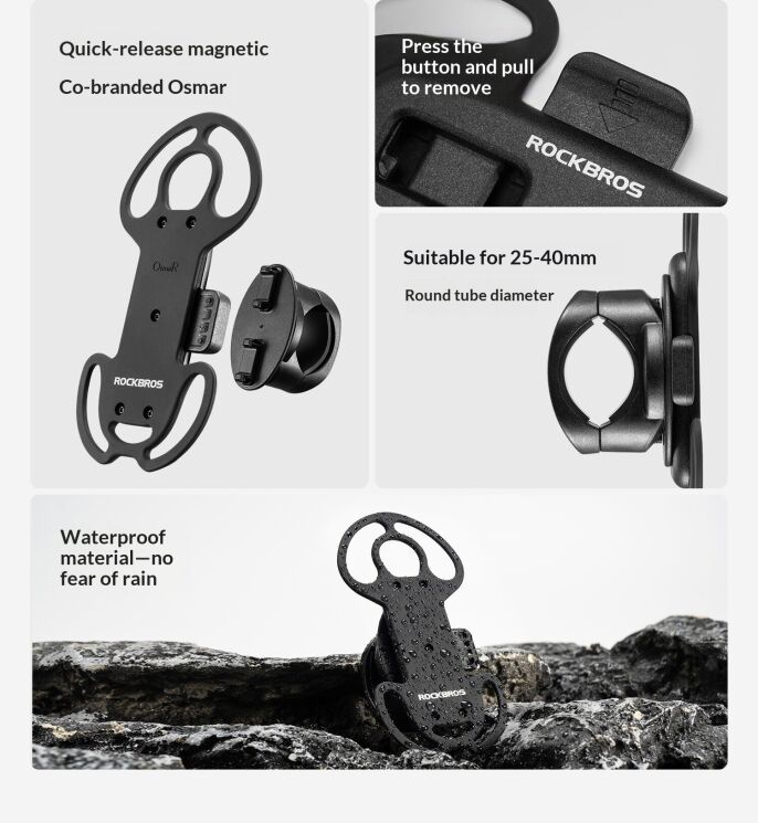 Велосипедный держатель ROCKBROS S55J-Z23 Magnetic Bicycle Holder - Black: фото 10 из 11