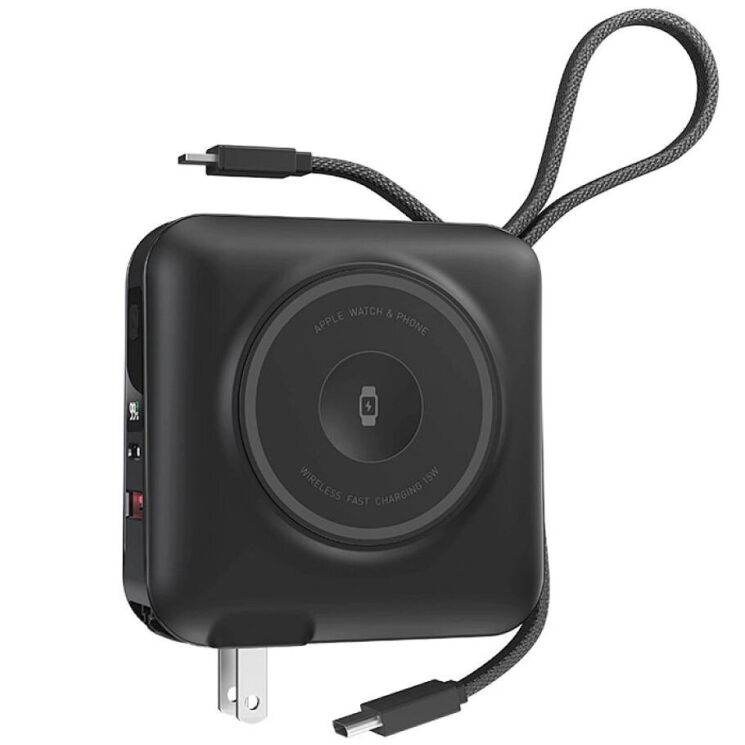 Зовнішній акумулятор WIWU Wi-P051 6 in 1 45W (15000mAh) + кабель Type-C + Lightning - Black: фото 1 з 5