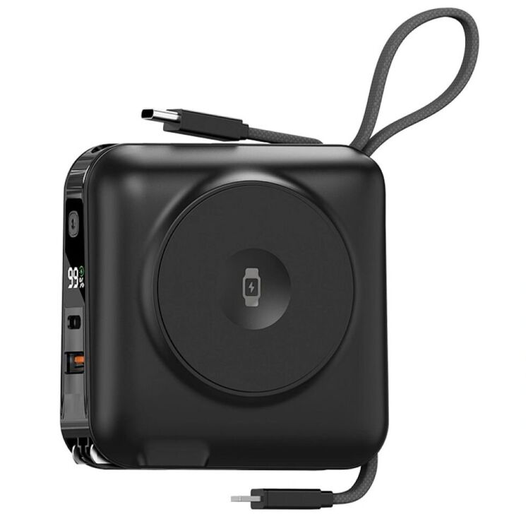Зовнішній акумулятор WIWU Wi-P051 6 in 1 45W (15000mAh) + кабель Type-C + Lightning - Black: фото 3 з 5