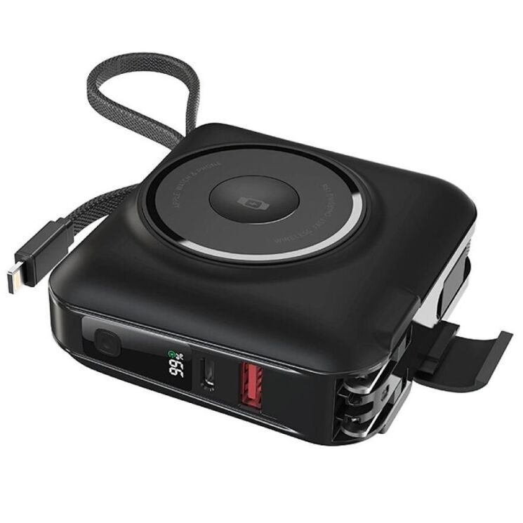 Зовнішній акумулятор WIWU Wi-P051 6 in 1 45W (15000mAh) + кабель Type-C + Lightning - Black: фото 4 з 5