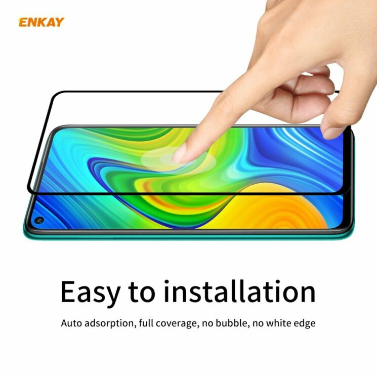 Защитное стекло ENKAY Full Glue для Xiaomi Redmi Note 9 / Redmi 10X - Black: фото 6 из 11
