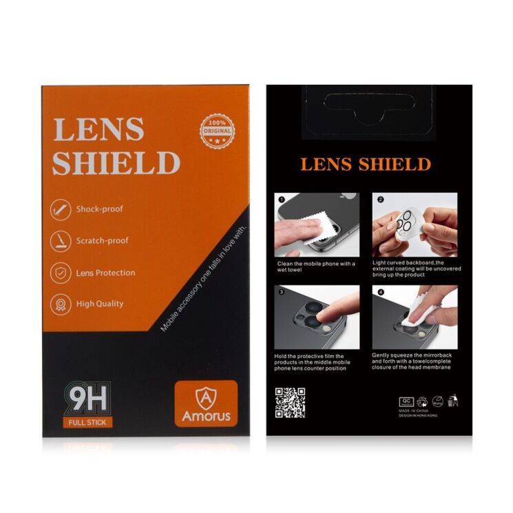 Защитное стекло на камеру AMORUS Lens Protector для Apple iPhone 15 Plus - Black: фото 6 из 7
