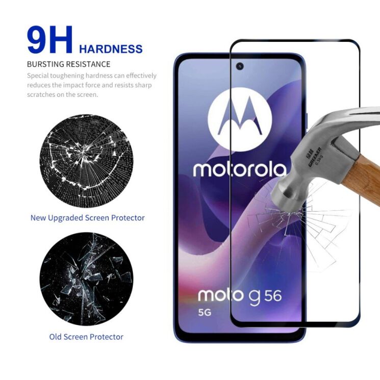 Защитное стекло RURIHAI Full Glue Screen Protect для Motorola Moto G56 - Black: фото 3 из 7