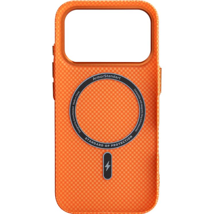 Захисний чохол ArmorStandart LikeCarbon2 MagCase для iPhone 17 Pro - Kevlar Orange (403221O) Захисний чохол ArmorStandart LikeCarbon2 MagCase для iPhone 17 Pro - Kevlar Orange: фото 2 з 8