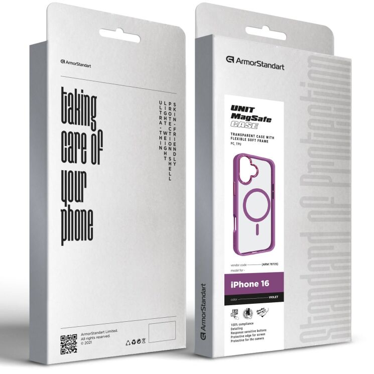 Защитный чехол ArmorStandart Unit MagSafe для Apple iPhone 16 - Violet: фото 2 из 2