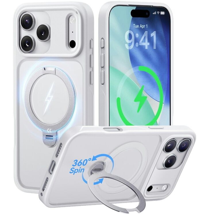 Захисний чохол CASEKOO Frost Matte Stand Pro для iPhone 18 Pro / 17 Pro - White: фото 1 з 11