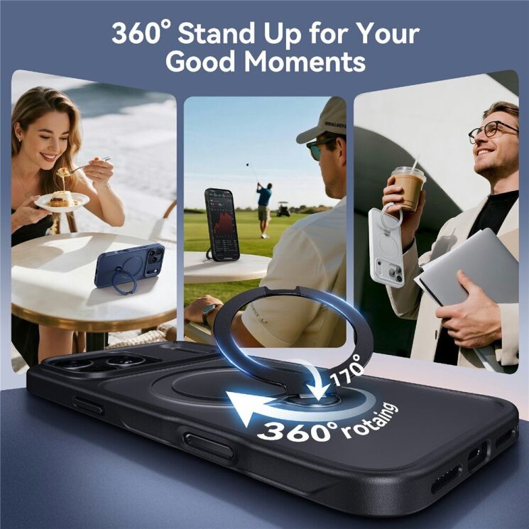 Захисний чохол CASEKOO Frost Matte Stand Pro для iPhone 18 Pro / 17 Pro - White: фото 5 з 11