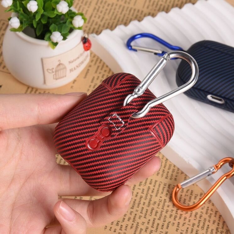 Защитный чехол Deexe Carbon Cover для Apple AirPods 4 - Red: фото 8 из 9
